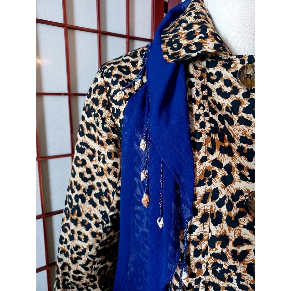 Leopard Print 4-Button Front Collared Trench Coat… - image 5